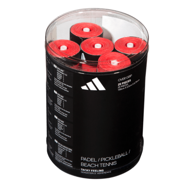 Box Of Padel Overgrip 25 Units White, Black And Red